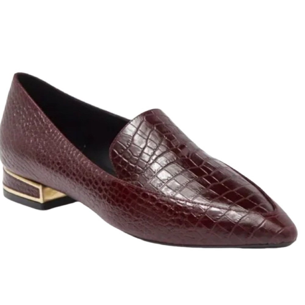 NWOB Aquatalia Perci Embossed Leather Loafer in Oxblood - Sz 9.5